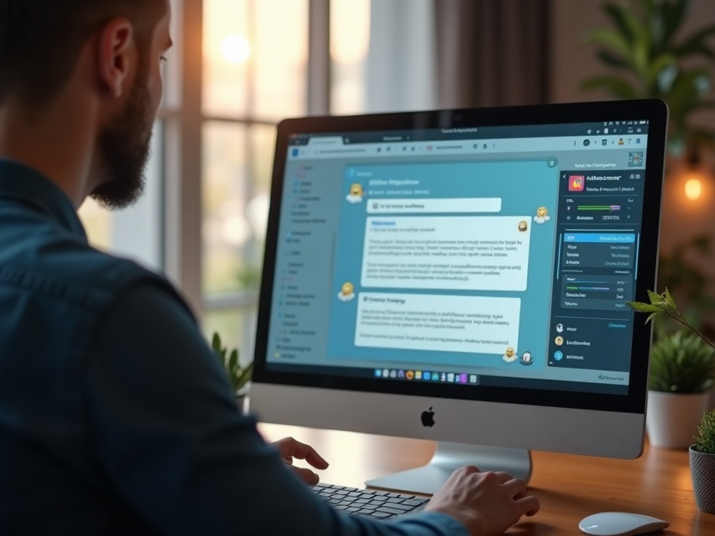 Person using ChatGPT on a computer to research SEO keywords