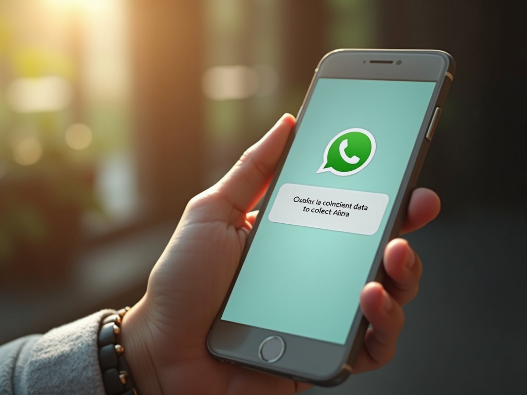 Captura de pantalla de un chatbot en WhatsApp pidiendo consentimiento para recoger datos