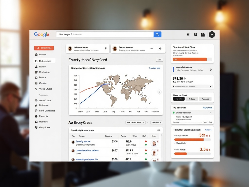 Google My Business dashboard showing search and review statistics