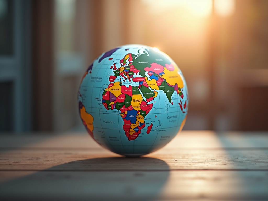Multilingual website with language flags and globe