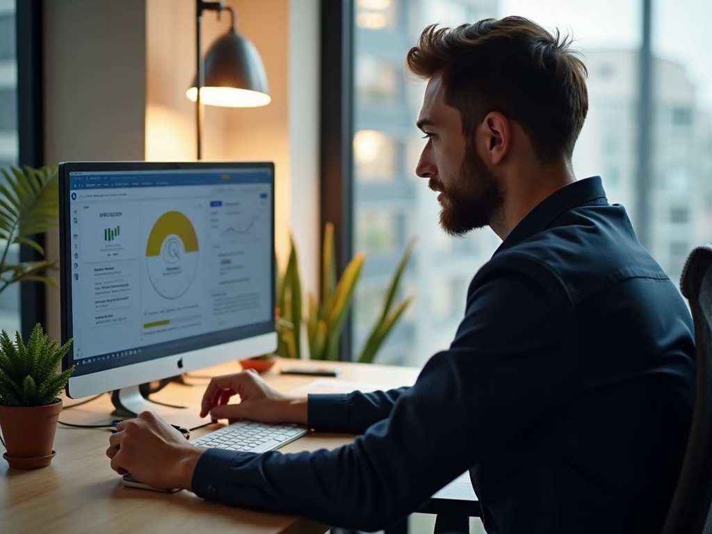 Cliente B2B revisando caso de éxito de software personalizado