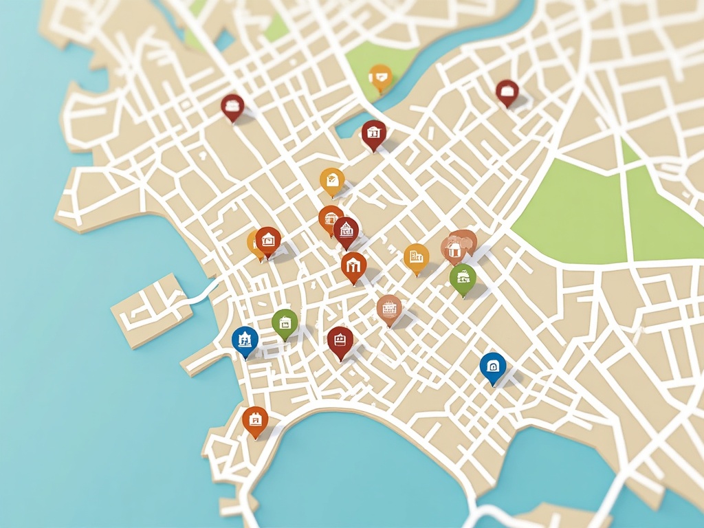Mapa de Donostia-San Sebastián con marcadores de negocios locales optimizados para SEO