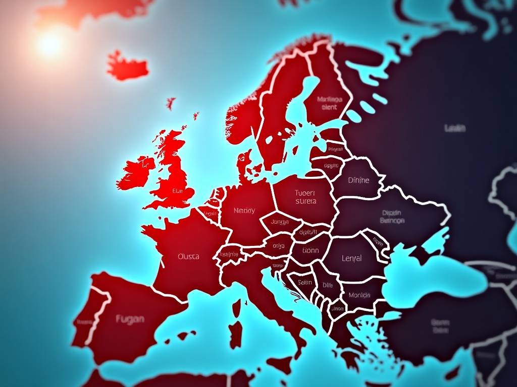 Map of Europe with SEO strategies: GDPR, multilingual, local search