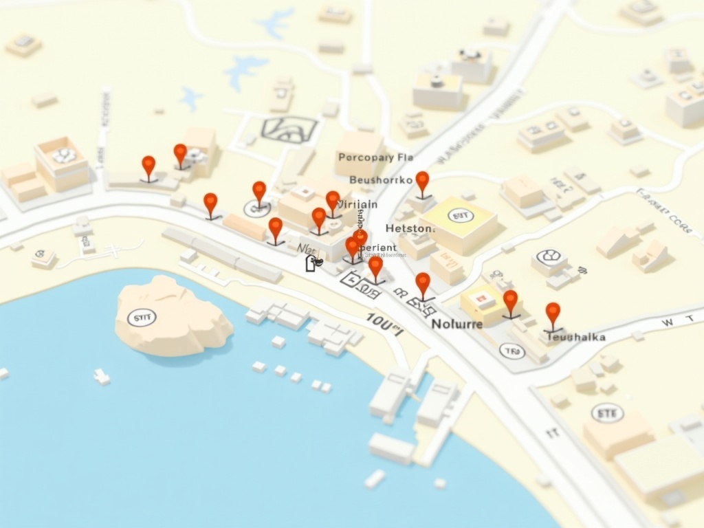 Map of Moraira and Teulada with markers of businesses optimized for local SEO