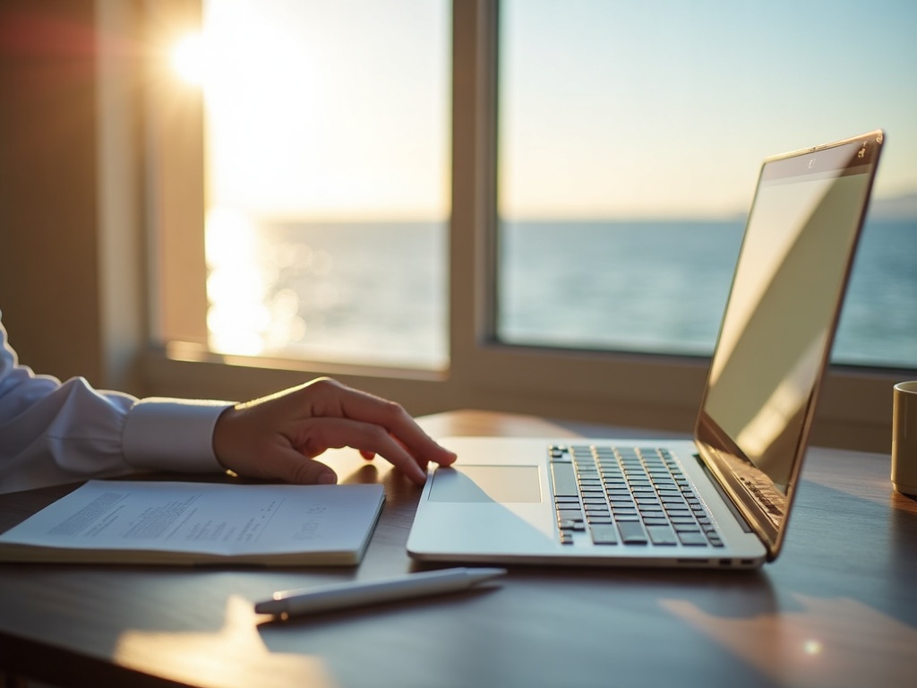 Diseño web profesional para abogados en Dénia con portátil y fondo de la costa