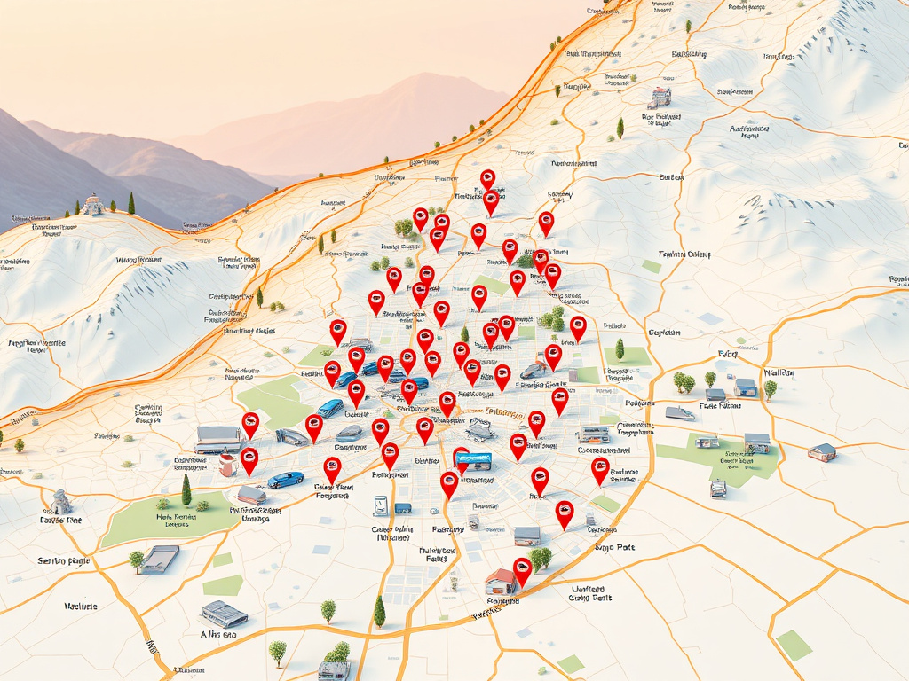 Mapa de Sagunto con marcadores de negocios locales para SEO