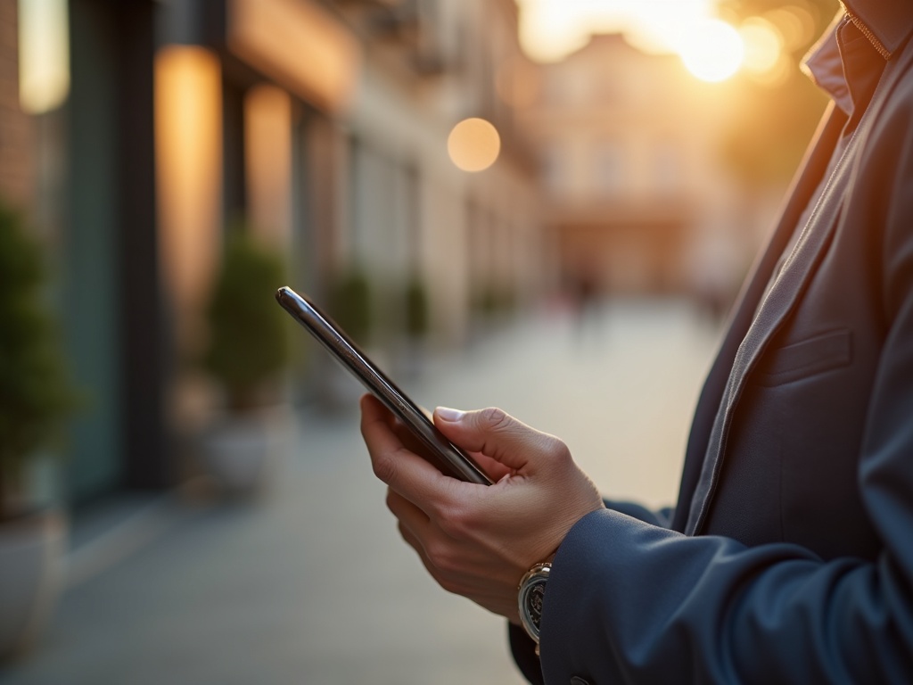 Cliente usando móvil para buscar negocio en Valencia